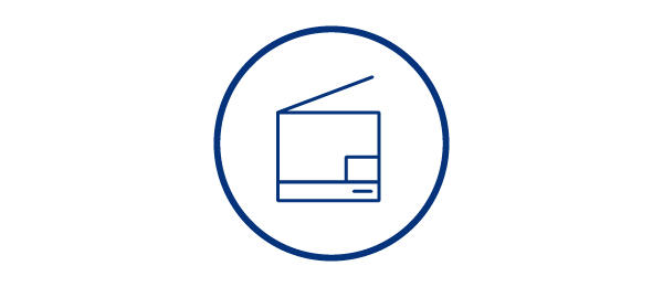 Illustration of a cassette in a circle