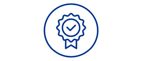 Illustration of a prize with a check mark in the center